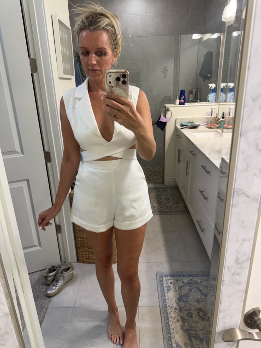 DO+BE White Strapless Cutout Romper Dress